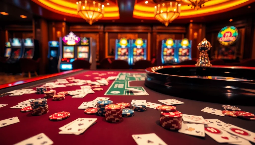 Engaging casino atmosphere at 789club with vibrant game tables and roulette wheel.