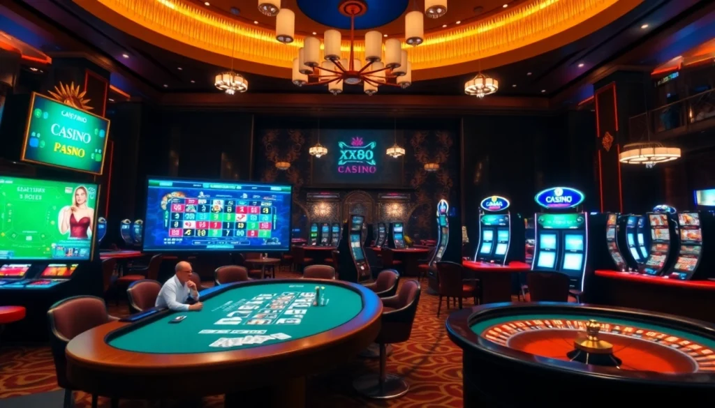 Playing exciting online casino games at https://xx88.today/, showcasing vibrant tables and thrilling action.