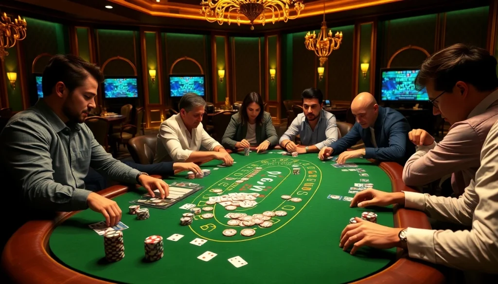 הרגש את ההתרגשות של רמי אונליין בשולחן פוקר בקזינו יוקרתי, המשדר התלהבות ועידון.