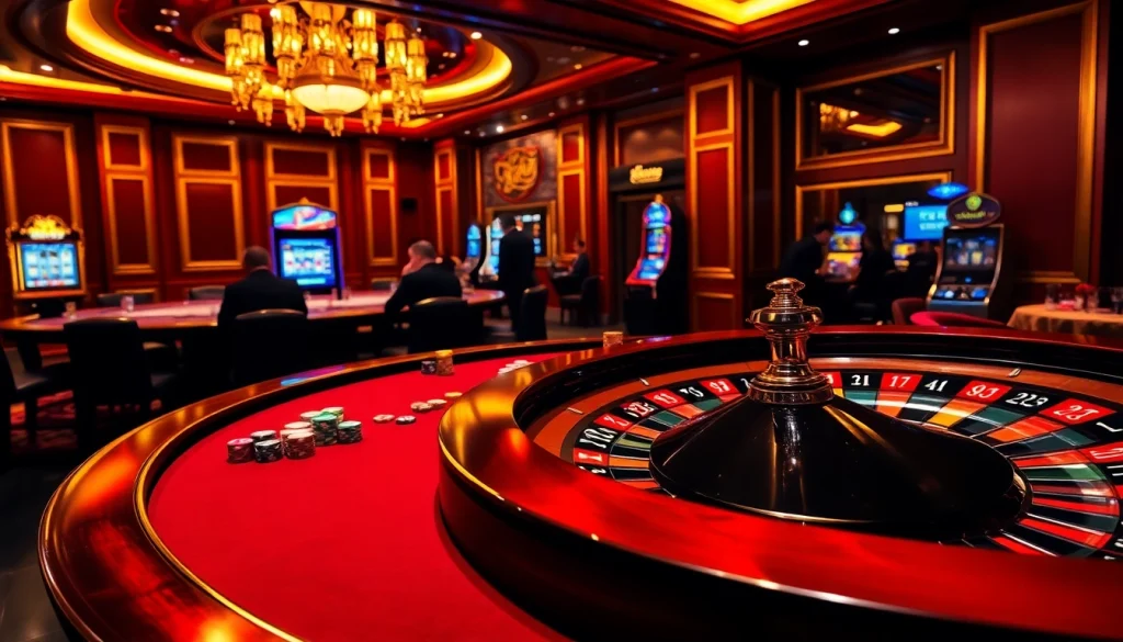 Experience the excitement of gambling at https://kuwinblog.com/ with luxurious casino gaming tables and vibrant colors.