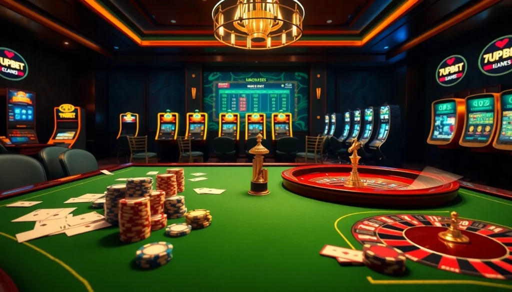 Experience the excitement of 7upbet with a vibrant online casino scene featuring poker and roulette.