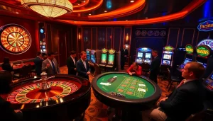 Experience the thrill of lc88 casino gaming with vibrant slot machines and enthusiastic players.