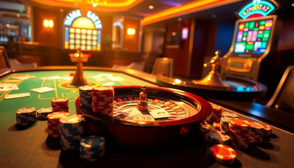 King88 players enjoying a thrilling casino experience with vibrant tables and exciting games.