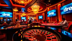 Experience the luxury of gambling with dr88 at an elegant poker table and vibrant roulette wheel.