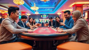 xóc đĩa online players enjoying a lively and strategic game at an elegant casino table
