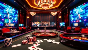 Players enjoying the excitement of nhà cái 8kbet at a luxurious online casino table.