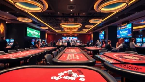 에볼루션 라이브 카지노 테이블과 활기찬 플레이어들.