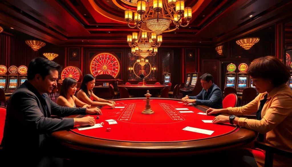 Experience the excitement at Pushpa Club with engaged players around a vibrant casino table.