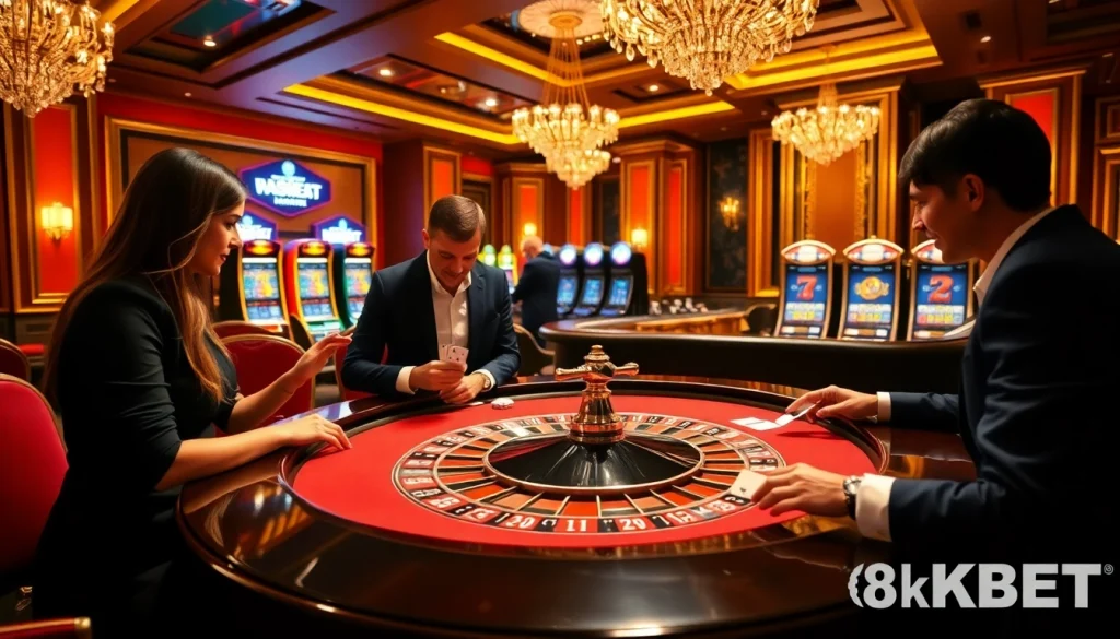 Experience the excitement of 8KBET at this lavish casino table game.