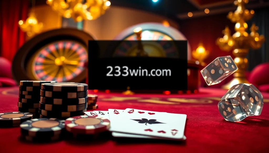Experience thrilling games with 23win com's casino table featuring cards and chips.