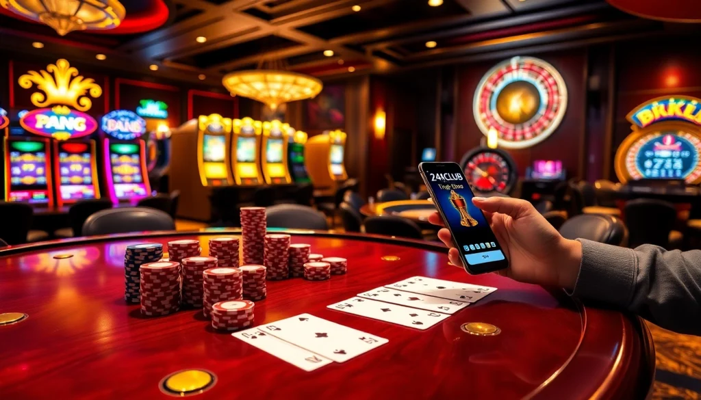 Engaging with the app 24kclub while enjoying a luxurious casino experience with poker and slots.