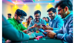 Players enjoying yono games on mobile devices in a vibrant, engaging gaming environment.