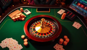 Experience online gambling excitement with MK8's vibrant casino table and dynamic atmosphere.