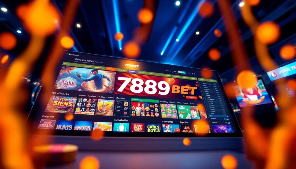 Engaging digital scene of 789BET showcasing vibrant online betting games and user interface.