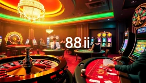 Players enjoying strategic gameplay at 88i casino tables filled with vibrant chips and cards.