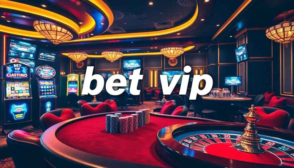 Trải nghiệm cảm giác hồi hộp khi chơi bet vip với các trò casino hấp dẫn tại một không gian sang trọng, có chip poker, máy đánh bạc và bàn roulette.