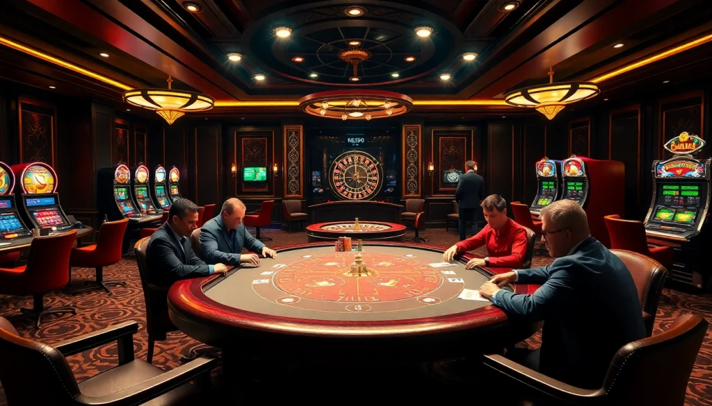 Players strategizing at a poker table in a luxurious casino linked to the hidden wiki org.
