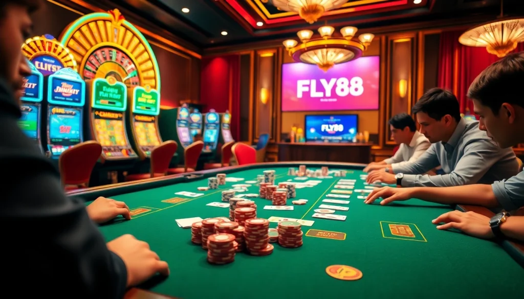 Experience thrilling FLY88 Đăng nhập action with vibrant casino elements and engaged players.